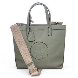 Pastel Sage Green Nine West "Clementina" Cross Body Bag Tote Vegan Leather Bag